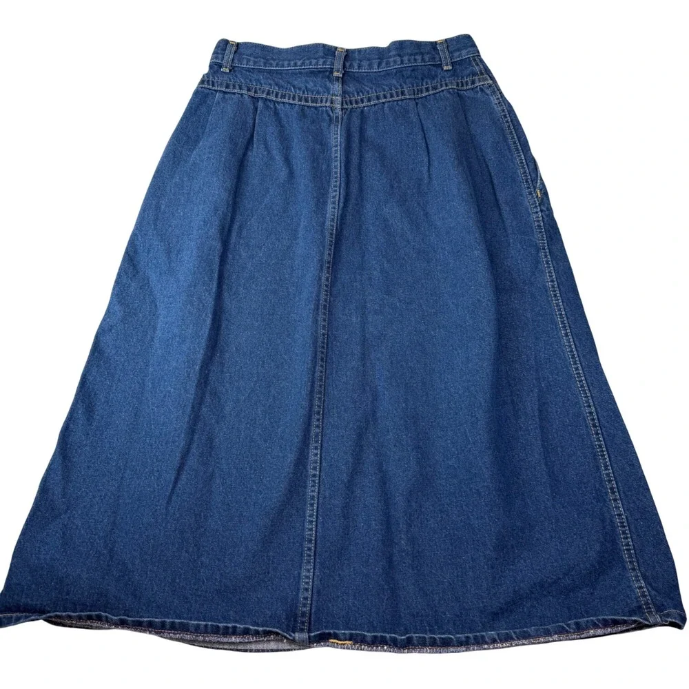 VTG Lee USA Denim Maxi Skirt High Rise Pleated Western Ranch Fits 8-10